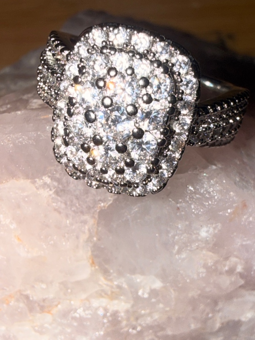 925 Sterling Silver CZ Cluster Ring  Sz 7.5